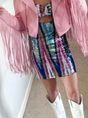 Nasty Gal Size 6 Sequin Mini Dress  Party Cocktail Club F2864